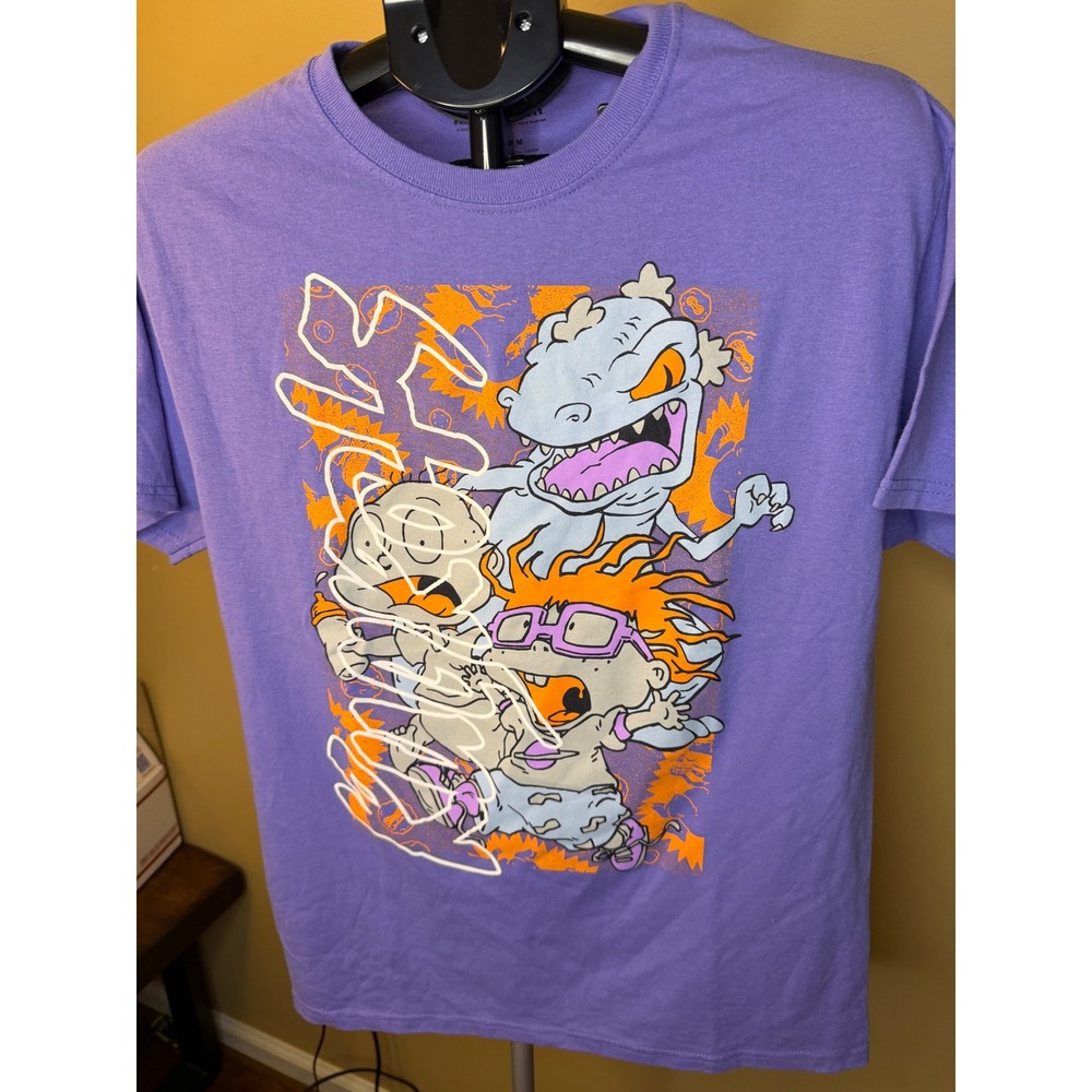 Nickelodeon Rugrats Tommy Chuckie Reptar Purple Graphic T-Shirt Mens Medium